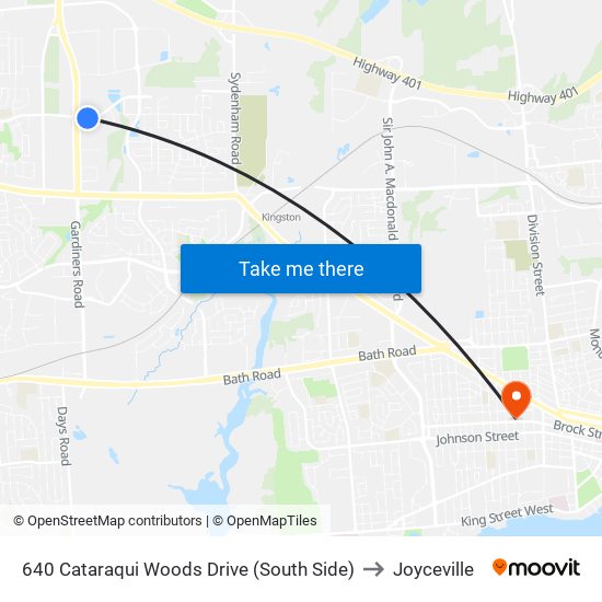 640 Cataraqui Woods Drive (South Side) to Joyceville map