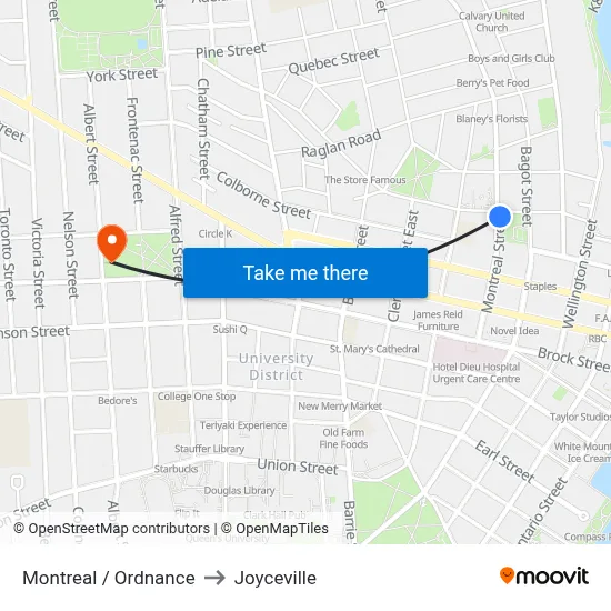 Montreal / Ordnance to Joyceville map