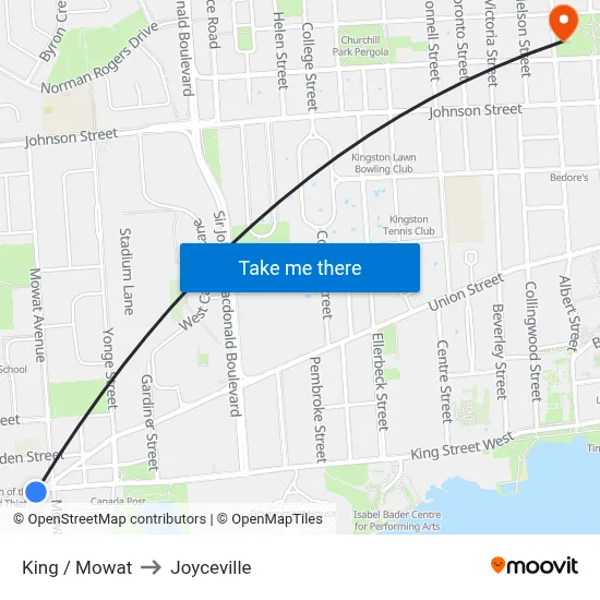 King / Mowat to Joyceville map