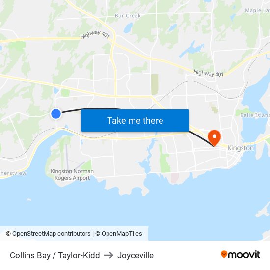 Collins Bay / Taylor-Kidd to Joyceville map