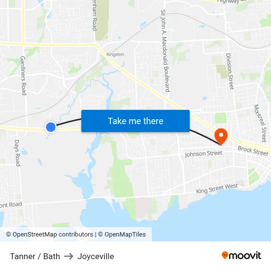 Tanner / Bath to Joyceville map