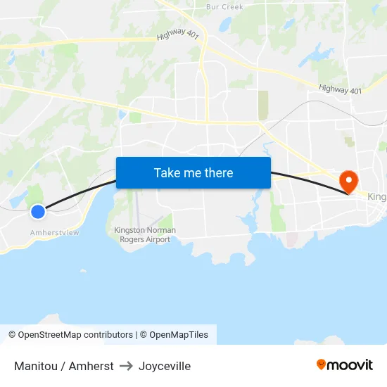 Manitou / Amherst to Joyceville map