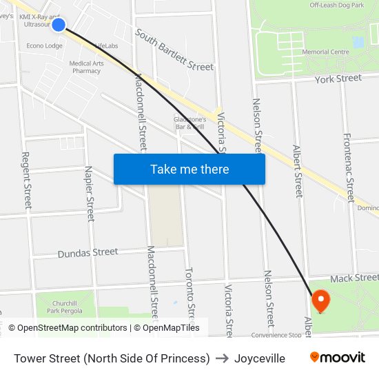 Tower Street (North Side Of Princess) to Joyceville map
