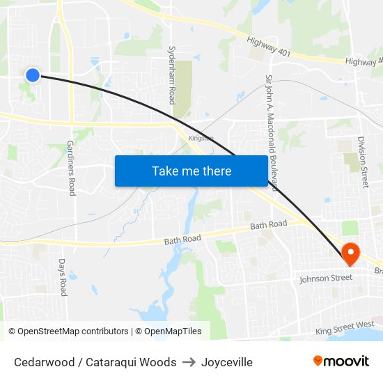 Cataraqui Woods Drive (East Side Of Cedarwood) to Joyceville map