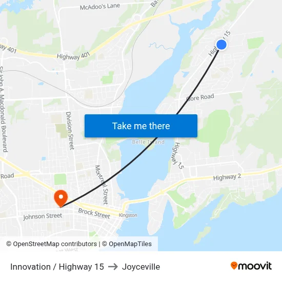 Innovation / Highway 15 to Joyceville map