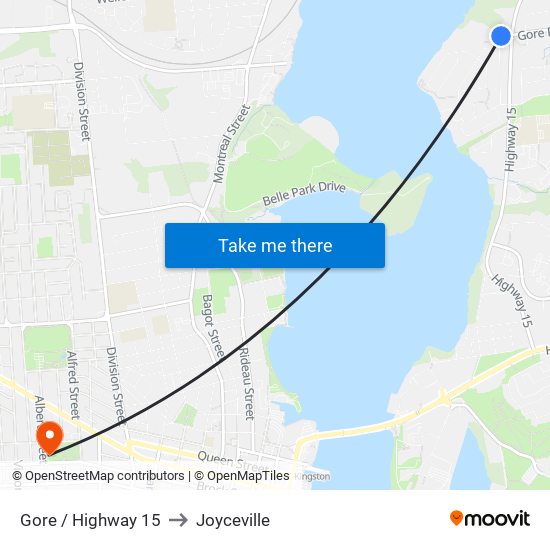 Gore / Highway 15 to Joyceville map