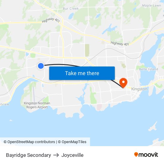 Bayridge Secondary to Joyceville map