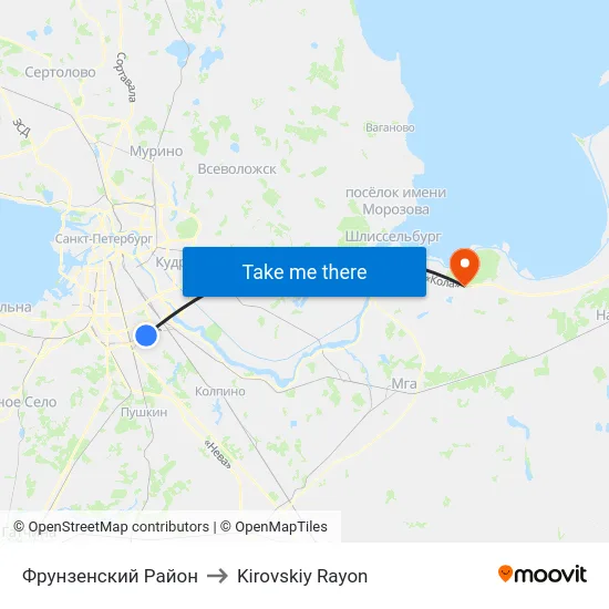 Фрунзенский Район to Kirovskiy Rayon map