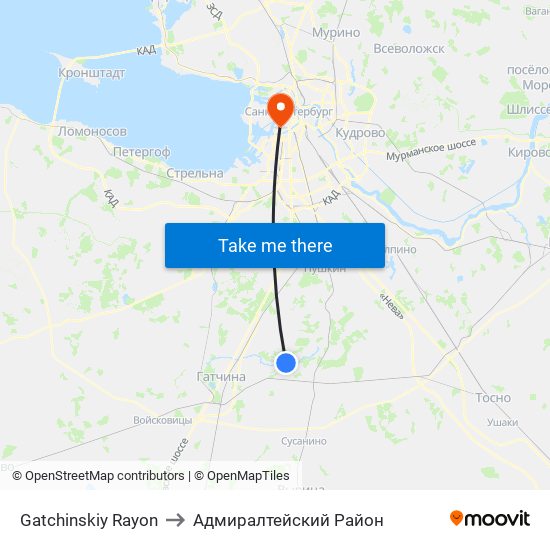 Gatchinskiy Rayon to Адмиралтейский Район map