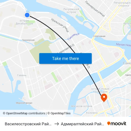 Василеостровский Район to Адмиралтейский Район map