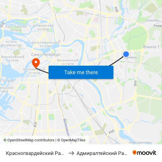 Красногвардейский Район to Адмиралтейский Район map