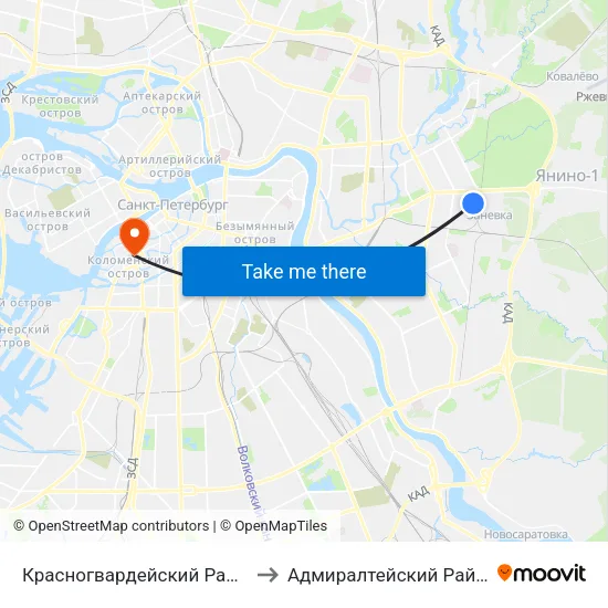 Красногвардейский Район to Адмиралтейский Район map