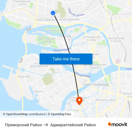 Приморский Район to Адмиралтейский Район map