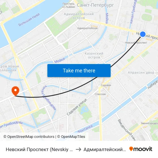 Невский Проспект (Nevskiy Prospekt) to Адмиралтейский Район map