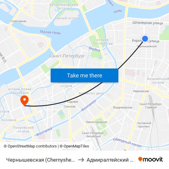 Чернышевская (Chernyshevskaya) to Адмиралтейский Район map
