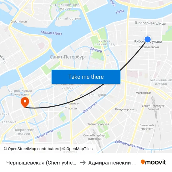 Чернышевская (Chernyshevskaya) to Адмиралтейский Район map