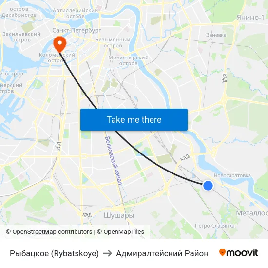 Рыбацкое (Rybatskoye) to Адмиралтейский Район map
