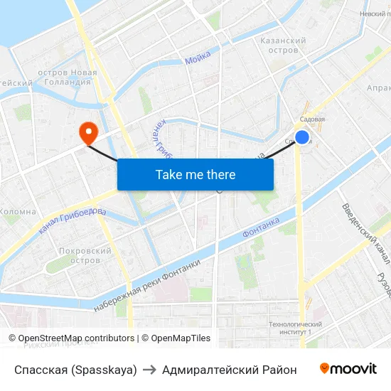 Спасская (Spasskaya) to Адмиралтейский Район map