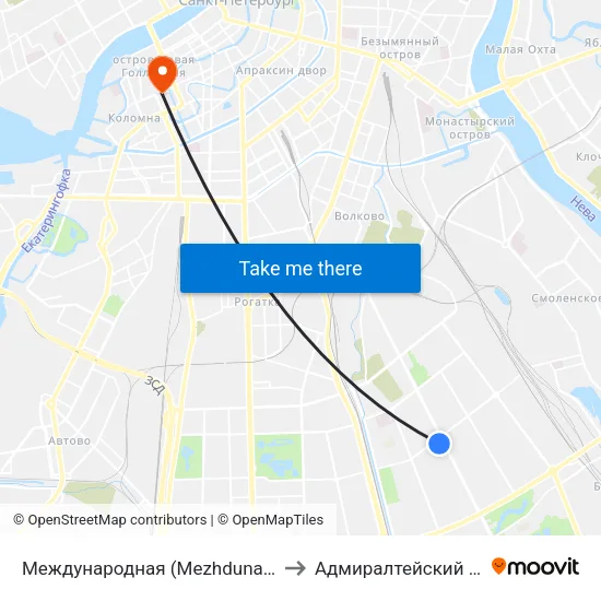 Международная (Mezhdunarodnaya) to Адмиралтейский Район map