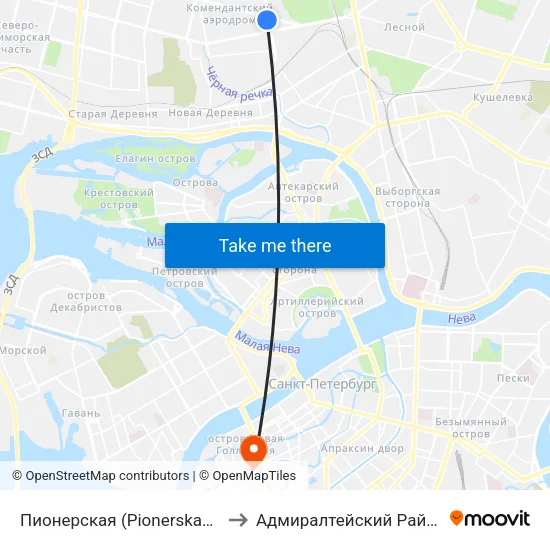 Пионерская (Pionerskaya) to Адмиралтейский Район map