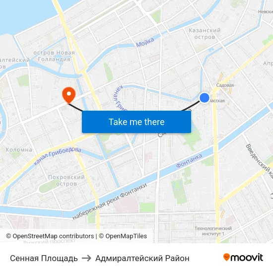 Сенная Площадь to Адмиралтейский Район map