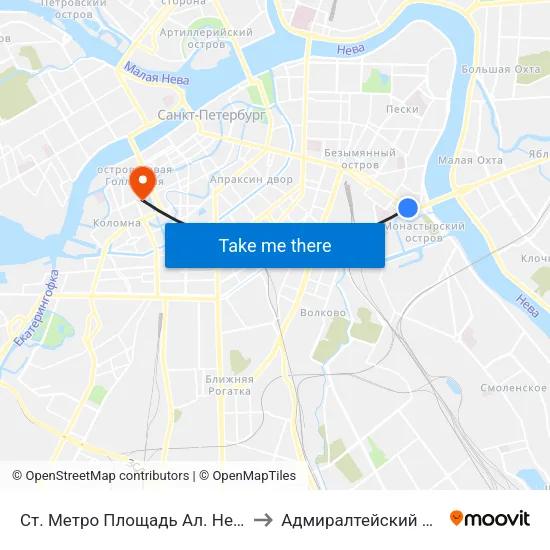 Ст. Метро Площадь Ал. Невского to Адмиралтейский Район map