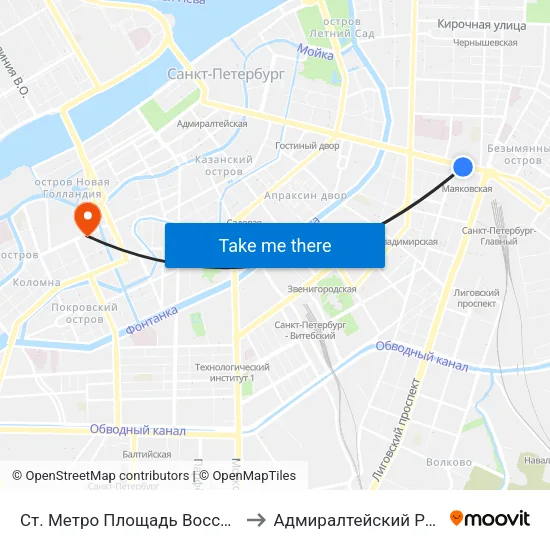 Ст. Метро Площадь Восстания to Адмиралтейский Район map