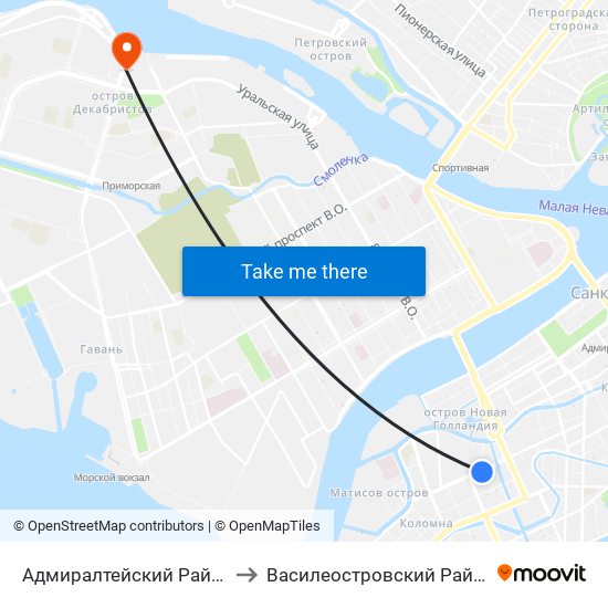 Адмиралтейский Район to Василеостровский Район map