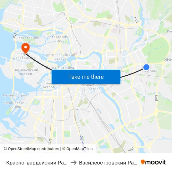Красногвардейский Район to Василеостровский Район map