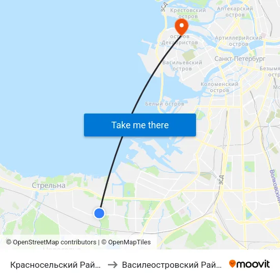 Красносельский Район to Василеостровский Район map