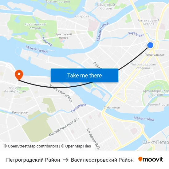 Петроградский Район to Василеостровский Район map