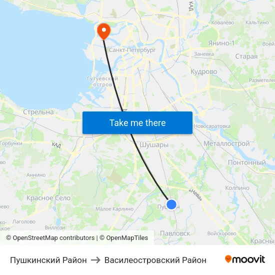 Пушкинский Район to Василеостровский Район map