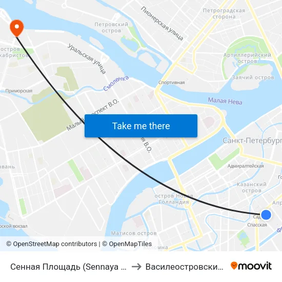 Сенная Площадь (Sennaya Ploschad') to Василеостровский Район map