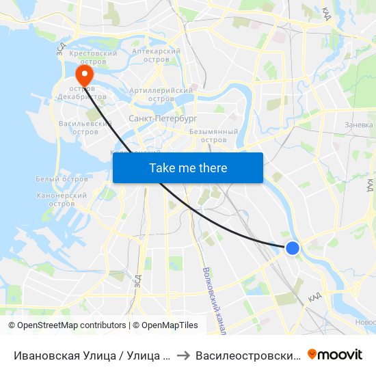 Ивановская Улица / Улица Бабушкина to Василеостровский Район map