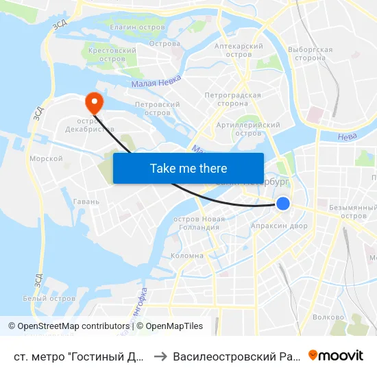 ст. метро ''Гостиный Двор'' to Василеостровский Район map