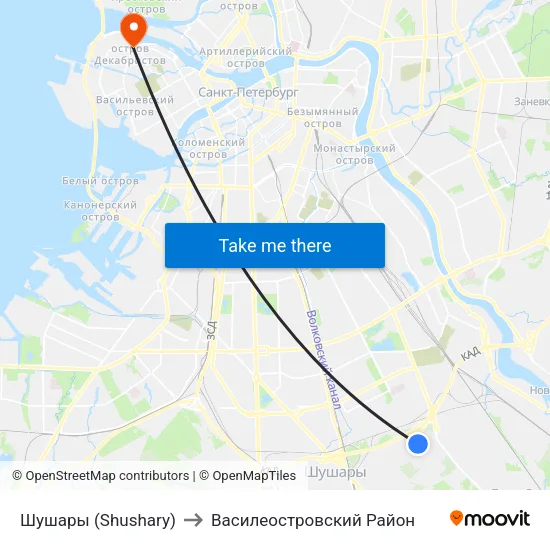 Шушары (Shushary) to Василеостровский Район map