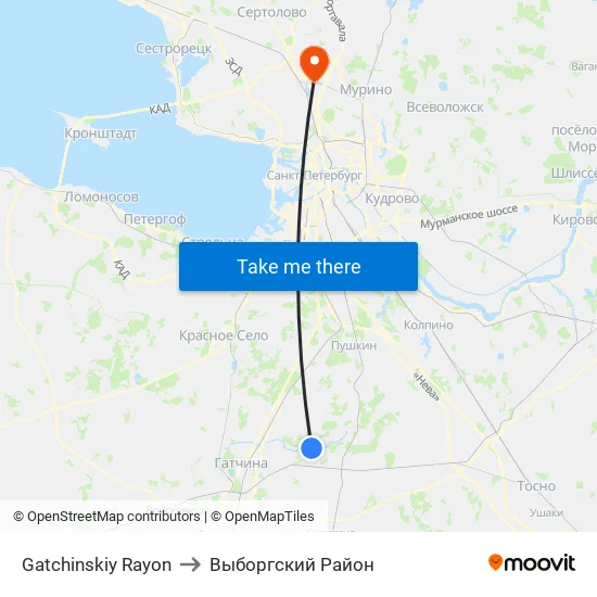 Gatchinskiy Rayon to Выборгский Район map