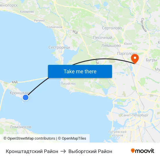 Кронштадтcкий Район to Выборгский Район map