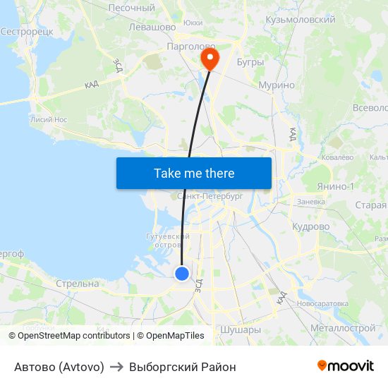 Автово (Avtovo) to Выборгский Район map