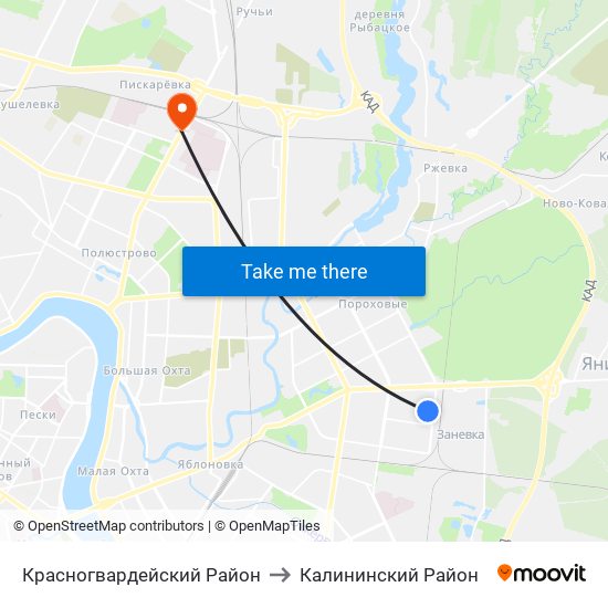 Красногвардейский Район to Калининский Район map