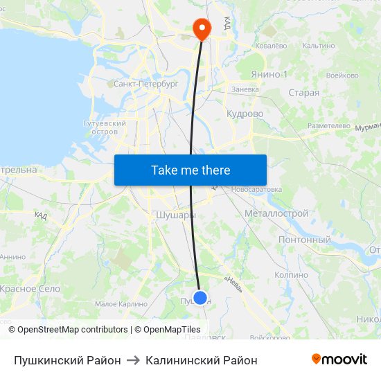 Пушкинский Район to Калининский Район map