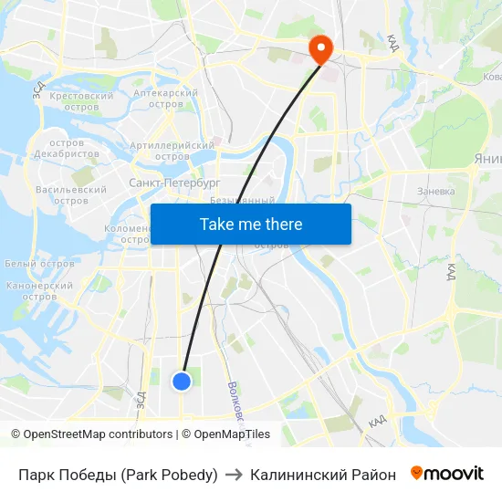 Парк Победы (Park Pobedy) to Калининский Район map