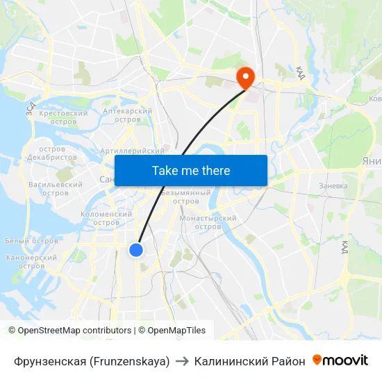 Фрунзенская (Frunzenskaya) to Калининский Район map