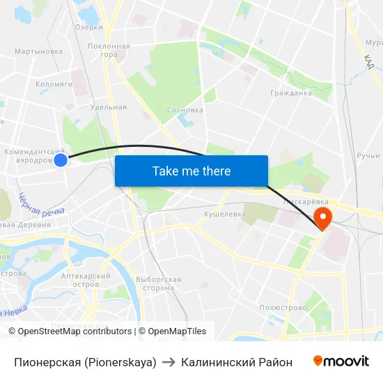 Пионерская (Pionerskaya) to Калининский Район map