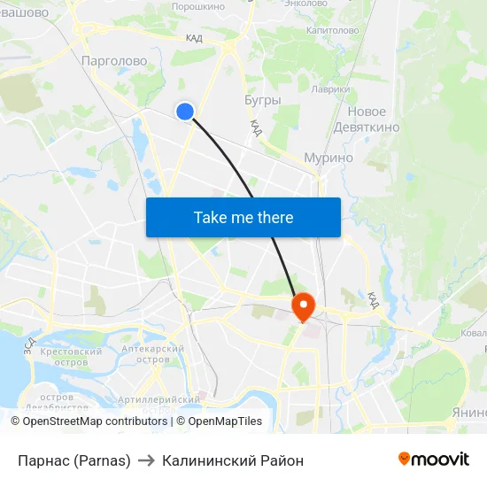 Парнас (Parnas) to Калининский Район map