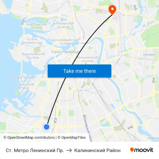 Ст. Метро Ленинский Пр. to Калининский Район map
