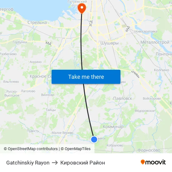 Gatchinskiy Rayon to Кировский Район map