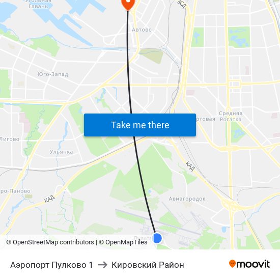 Аэропорт Пулково 1 to Кировский Район map