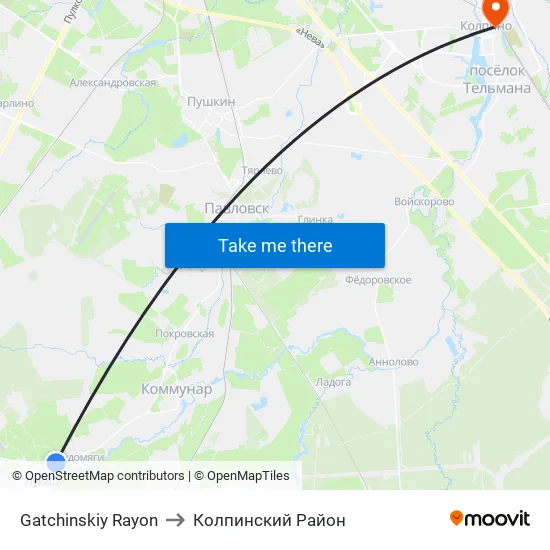 Gatchinskiy Rayon to Колпинский Район map