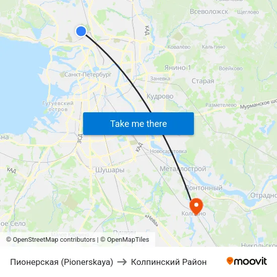 Пионерская (Pionerskaya) to Колпинский Район map